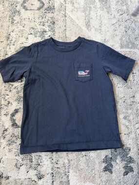Vineyard Vines Navy Short Sleeve Tee with Whale Pocket Patch